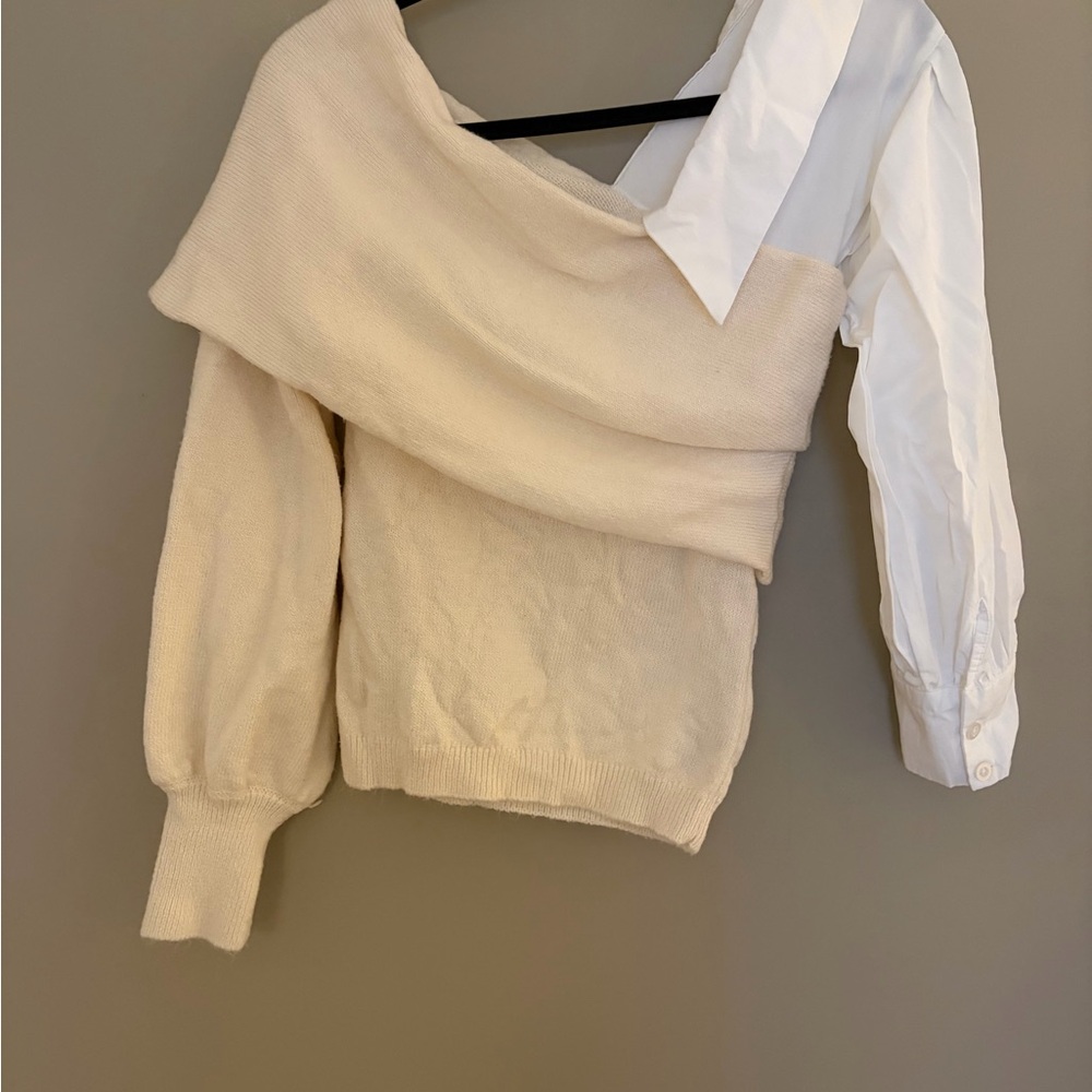 Elegant Cream Off-Shoulder Sweater